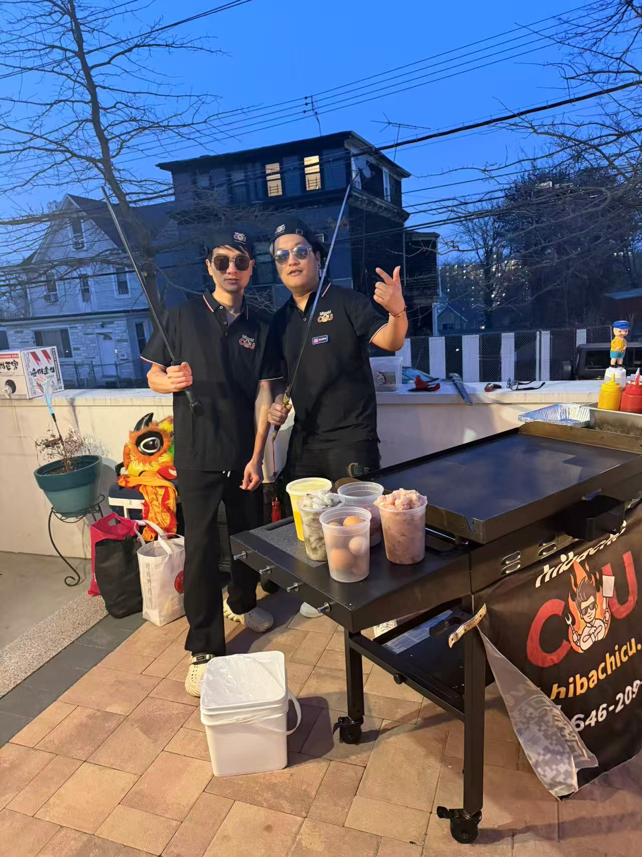 Hibachi chef performing at private event